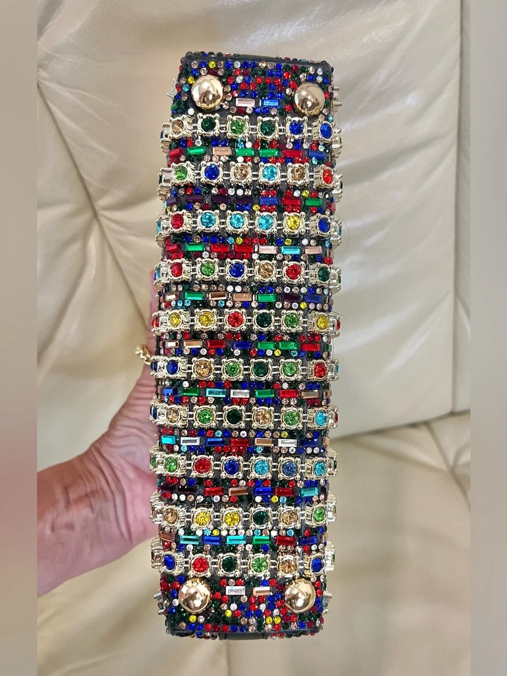 LaurenLorraine Celine Jeweled Shoulder Crossbody Bag Multicolor Chain Strap